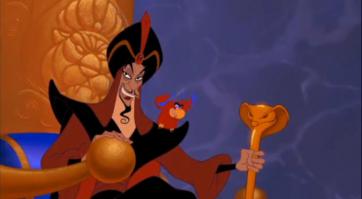 "Успокойся, Яго, Скоро я буду править, а не этот пухлый мозгляк и его вздорная бабёнка". Алладин в пиратском переводе.