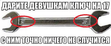 Спасибо! Теперь я знаю как выглядит ключ на 17... А то, что на нём написано 13, это такая маркировка специальная, чтобы врага запутать ;)