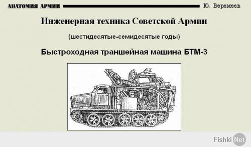 хмм непонимаю, минусуют либо люди вообще не служившие, либо служившие где то далеко от земли, и не видящие разницу между военными строителями (в простонародии стройбат)и инженерными войсками.
Для справки, окопы роют инженерные войска. С машинкой можно ознакомится:
1.Инструкция по материальной части и эксплуатации быстроходной траншейной машины БТМ. Военное издательство МО СССР. Москва 1965г.
2.Военно-инженерная подготовка. Учебное пособие. Военное издательство Министерства обороны СССР. Москва. 1982г. 
если совсем коротенько, то у Веремеева.