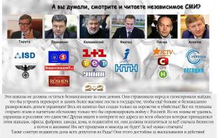 - Я похоже в вас ошибся. Знаете вы типичный укроп. Ничего видеть не хочу, ничего слышать не хочу, хочу прыгать и обвинять во всём москалей. 
- Какую вы там информацию разделяете? Морковку от морковки отделяете. Весь смысл разделения информации это получить ПОЛНУЮ, в том числе и из вражеских источников информацию, а потом анализируя вынести свой вердикт.