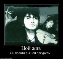 Как слушал русский рок, так и слушаю! Как был Цой любимым исполнителем, так им и остался, значит он жив! Для меня ничего не меняется и не важно на каком он свете, он у меня в душе!