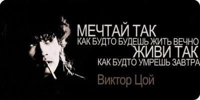 Не уверен, что это фраза именно Вити, скорее перефразирована слов Бисмарка: "Учись так, как будто тебе предстоит жить вечно, живи так, как будто тебе предстоит умереть завтра". Но тут немного другой смысл, ближе по духу Виктора - романтика.