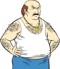 Это не просто пивной живот, это герой мультика ATHF =)) По 2х2 шел.