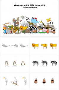 В переводе со шведского не силён, но что нашел, то и выдаю - может кому интересно 

dé, концепция, иллюстрации и графический дизайн книги «Какие животные делают, когда никто не мешает."

О книге: "Сидя зебры и тигра полосы, оставленные, когда вы поворачиваете голову в сторону? Вы уверены, что шея жирафа, пока вы отвернуться, горб верблюд всегда сидит на спине? Наверное. Но да, это может быть приятно потерять себя в сумасшедших фантазий на некоторое время. Может быть, жонглирование Божья коровка с их точками, когда никто не смотрит? Посмотрите сами, как ящерица, корова, медузы и все остальные делают, когда они в полном одиночестве. Это иллюстрированная книга для взрослых, конечно, не R-рейтинг, но по-детски смешно ".