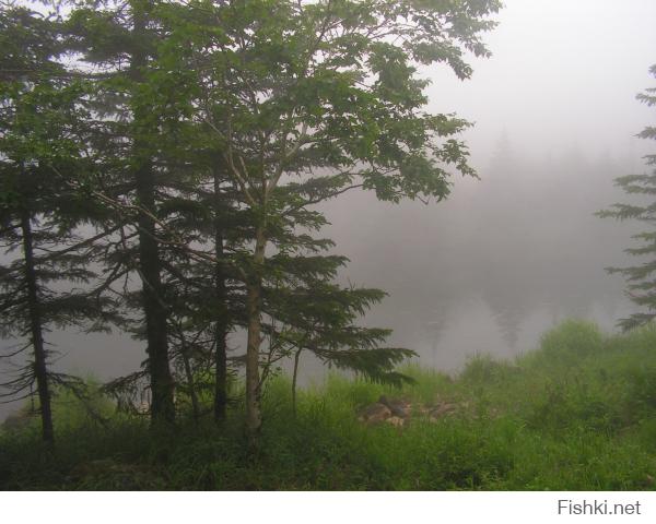 Озеро на г.Ольховая. Это не туман, облако за гору зацепилось