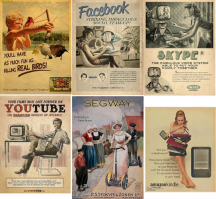 Как бы выглядели современные технологии и сервисы в винтажной рекламе прошлого.