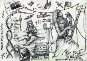 Эту картинку рисовал отнюдь не сумасшедший, к сожалению автор этой картинки раскрывает правду о нашем мире и куда он катится. А надпись на нарисованном мониторе - чисто по русски что нас ожидает...