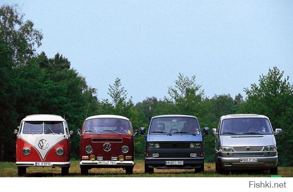 4 поколения Volkswagen Transporter.