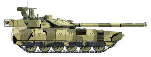 ага... так же уже с 14 года ВВС России пересели на истребители 5-го поколения Т-50...
к сожалению, обещать у нас всегда были горазды. но я сомневаюсь, что за полтора года УВЗ успеет отладить производство принципиально нового танка. а ведь, если помните, Армата должен быть именно принципиально новым. с расположением двигателя в передней части корпуса (как у БМП-1,2, или Merkava) с необитаемой башней, с новой системой управления боем, новым двигателем и т.д. и т.п.
кстати, на рисунке, судя по всему, скетч танка классической компоновки...
а армату раньше так рисовали