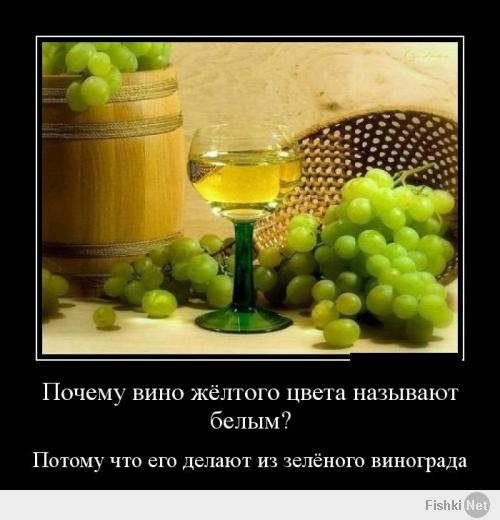 Интересно автор о виноделии хоть что нибудь знает? Вино не будет белым или красным от того из какого винограда его делают белого или красного. Поржал. На самом деле немного другая технология производства, белое делается из отжатого сока.