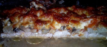 А это я вчера делал мяско с грибами и помидорами 
это еще в духовке и срез