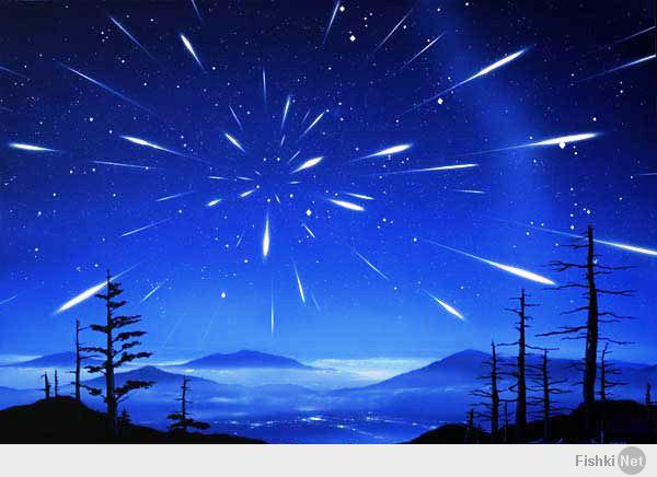 Автор - мудак! С каких это пор метеор не может вверх лететь относительно горизонта?

Типичный метеор, характерный след, вспышка и остаточное свечение после вспышки, сравните с фото метеорного дождя!