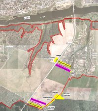 Это деревня Пучково - окраина Калуги. Если выезжать из города то сначала будет мост, потом сама деревня и далее поле.