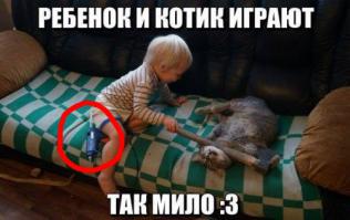 Котика горячим клеем к койке приклеили, чтобы ребёнок мог вдоволь наиграться?