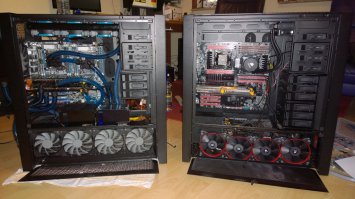 Для богатеньких энтузиастов-оверклокеров. Лично знаком с одним. Он себе запилил домашний комп на двух зеонах, с водяным охлаждением. И жене - на одном зеоне. Маньячила.
Слева - его, справа - его жены.