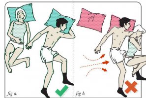 Почему мужик в носках спит? Бухой или не дала?