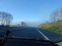 Казалось, что впереди что-то горит, а оказался туман =)