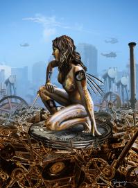 .
Четыре стихийных элемента. Версия художника: Земля, Огонь, Воздух, Металл.
.