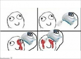 Странно, что нет до сих пор картинки с человечком и миксером. Вот этой: