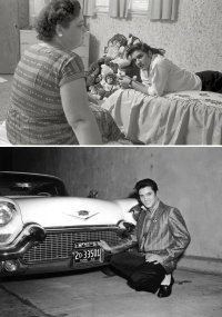 Элвис Пресли с матерью. «Я подарил своей матери машину ее мечты — розовый кадиллак» — Э. Пресли.