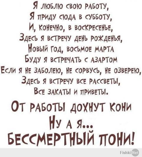 Я люблю свою работу .......