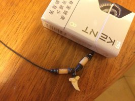 Зуб бычьей акулы, которая чуть кусок мяса от тебя не откусила. Индонезия. (пачка сигарет для масштаба)