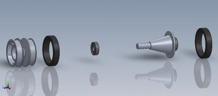 У нас оборудования хватает, но кое что будем отдавать делать на сторону. Прикладываю рендеринг катков, по программе будут весить 253 г каждый, такого типа катков на машину пойдет 6 шт.