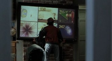 Плоские ТВ-панели с большой диагональю, с функцией "картинка в картинке" и огромное количество каналов сейчас широко распространено. Голосовое управление уже есть в компьютерах, в телевизорах наверняка скоро добавят.