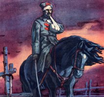 Эй, вставайте! — крикнул всадник. —Было полбеды, а теперь кругом беда. Много буржуинов, да мало наших. В поле пули тучами, по отрядам снаряды тысячами!