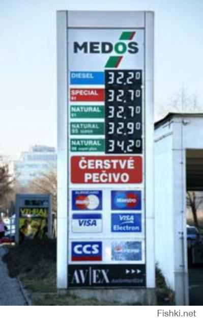 Бензин и дизель на чешских заправках почти самые дешевые в Европе, более низкие цены только в Болгарии. А если мы сравним цены на бензин без учета налогов, тогда Чехия самая дешевая из всех двадцати восьми стран Европейского Союза.

При этом цены бензина в Европе стремительно растут в связи с боевыми действиями в Ираке. Цена бензина в Чехии с начала июня поднялась на 0,60 крон, таким образом, средняя цена за литр сейчас 36,92 (1,34 евро). Литр дизеля в среднем обойдется в 36,40 крон.

Самые "дешевые" заправки Лукойла = 68-70 руб/литр

Чешская крона в рублях на сегодня:

1 чешская крона (CZK) равняется 1.90 российский рубль (RUB)
