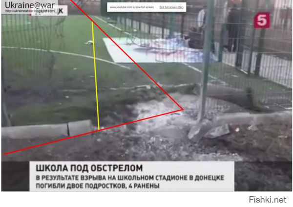 Так воронка ВНУТРИ. Вот фото воронки с цензора. Так что вообще пофигу на сетку.

Но опять же говорю, по кривым фото с ютуба, не зная сопротивления и неравномерности грунта вычислить откуда прилетело не возможно. Можно вычислить примерную траекторию, оперируя тем фактом, что стойки сетки остались не сломанными и сетка на ближних сетках не покоцанная.

Но согласись, что прилетело ЯВНО не из Макеевки, как говорит цензор.