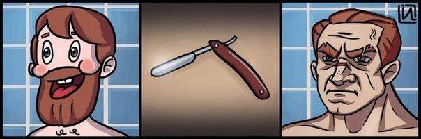 Реакция девочки на сбритую бороду отца