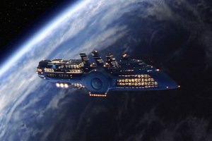 Корабли из фильма "5-й элемент"
Корабль Хранителей
Военный крейсер Земной Федерации
Развлекательный лайнер "Флостонский Рай"