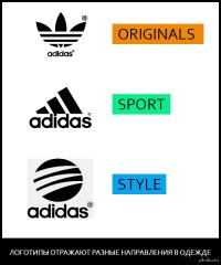1-й Originals - это интерпретации прошлых лет.Обувь и одежда не предназначены для спорта,стильная одежда и обувь,соответствует разным модным трендам и тусовкам.
2-й Sport Performance - предназначен для спорта,экипировка спортсменов и команд. Все технологии и инновации присутствуют в этой категории. (почему-то наши люди выбирают именно это направление для повседневной носки).
3-й Sport Style Neo направление появилось недавно,категория предназначена сугубо для повседневной носки, подойдёт больше для молодых и стильных людей, категория широко рекламируется звёздами шоу-бизнеса. К этому подразделению относится Y-3 (Yohji Yamamoto - известный дизайнер,который разрабатывает свою линейку для adidas(очень дорогие вещи)).
p.s. Есть ещё линия Porsche Design и Adidas by Stella McCartny.