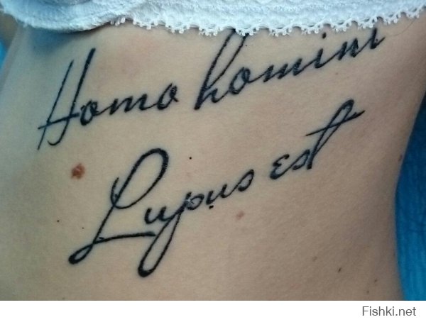 Homo homini lupus est.
Человек человеку волк.