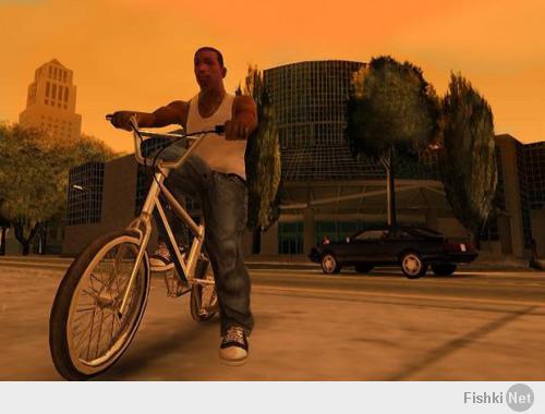 это GTA начало, чувак пытается завладеть велосипедом...