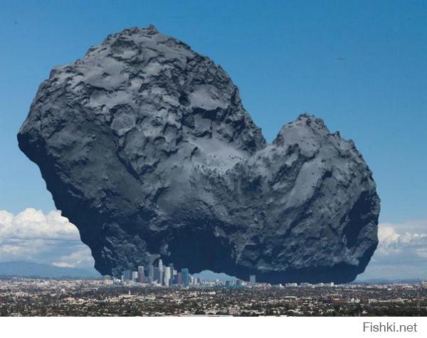Комета Чурюмова-Герасименко в сравнении с Лос-Анжелесом.
