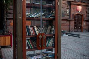 В Красноярске давно такой шкаф стоит с книгами. Не так оригинально, конечно, как из стволов деревьев, но все же.