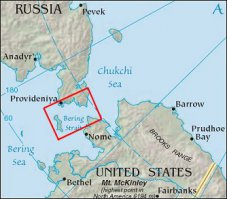Ну и у нас Путин не на Камчатке сидит, а вот территорию России и СШП разделяет именно пролив.