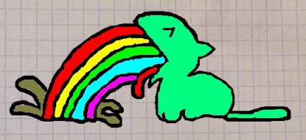 Одни цветы ест, наверное она радугой это :)