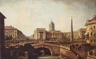 Странно и то, что официальные историки всячески избегают говорить ещё об одном значимом памятнике - обелиске у Казанского собора.

Фото №1 Казанский собор со стороны Казанской улицы, 1810 г.

Фото №2,3,4 Полотно Федора Алексеева 1810 г.

Фото №5 Обелиск перед Казанским собором в Санкт Петербурге (полотно Федора Алексеева 1810 г.)